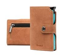 Bronzi Portafoglio Portafoglio Uomo Slim - In Pelle Marrone - Porta Carte Credito - Portacarte uomo - Mini Porta Tessere (OpacoMarrone)