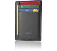 Bronzi® Portafoglio Uomo Slim | Pelle Alta Qualità Mini Nero| Piccolo Sottile Elegante | Portacarte Uomo Donna Portatessere Porta Carte Di Credito| Design Italiano Box Regalo