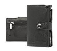 Bronzi® Portafoglio Uomo Slim Piccolo | Portacarte Uomo Donna Portatessere Porta Carte Di Credito | Portafogli Mini Protezione RFID con Portamonete | Box Regalo - Brand Italiano
