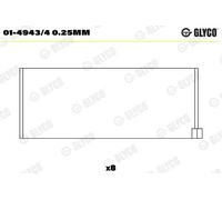 Bronzina biella 01-4943/4 0.25MM GLYCO per HYUNDAI KIA