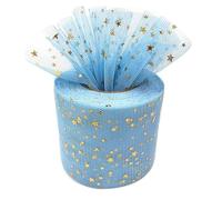Bronzing Stars Rotoli di tulle Fai da tefatto a mano Accessori per ornamento per capelli per bambini Tulle Cloth BowStella d'oro 5,8cm * 22,8cm (13 Azzurro cielo)