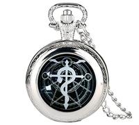 Bronzo Alchimista Quarzo Pocket Watch Medie dimensioni Full Metal Alchemy Dome Collana Pendente Design Giappone Anime Clock per uomini donne, argento