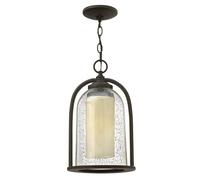 Bronzo Lampada a Sospensione Vetro Schermo Vintage Esterno Decorativo Pepe