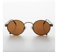 Bronzo Rotondo Steampunk Vintage Occhiali da Sole W/Ottico Viti Lenti Marroni -