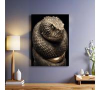 Bronzo Stampe su Tela Serpente d'oro 70 x 50 cm Quadri Moderni Artistici con Cornice Pronti da Appendere per Soggiorno Camera da Letto Sala Cucina Bagno