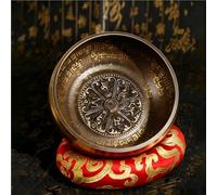 Bronzo Style - Autentica campana tibetana da meditazione, diametro 12 cm, set con cuscino e bacchetta per yoga, guarigione dei chakra e consapevolezza