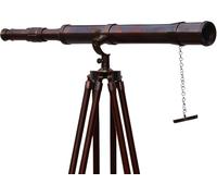 Bronzo Telescopio Pavimento Base Treppiede Base Nautica Nave Noi Navy Decor