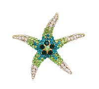 Brooch Pin for Women Colorful Full Rhinestone Starfish Brooch for Women Women's Wedding Party Clothing Accessories Brooches Collar Pin Jewelry Accesso (Green)