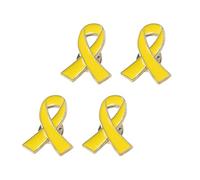 Brooches, set di quattro brooches, giallo logo brooch - 2,8 x 2 cm, per decorazione di abbigliamento. Campaign to prevent and raise awareness of cancer in donne e uomini.