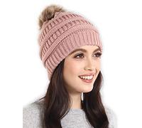 Brook + Bay - Cappelli a Cuffia da Donna, Cappello con Pom Pom, Morbido Berretto in Maglia Grossa per la Stagione Fredda, Berretto da Donna per Cappelli Invernali Rosa