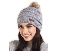 Brook + Bay Cappello Donna Invernale - Berretto con PON PON di Pelliccia Artificiale - Cappellino a Maglia per Inverno e Giornate Fredde - Elegante Elastico e Caldo - Taglia Unica