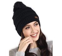 Brook + Bay Cappello Donna Invernale - Berretto con PON PON di Pelliccia Artificiale - Cappellino a Maglia per Inverno e Giornate Fredde - Elegante Elastico e Caldo - Taglia Unica