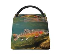 Brook Borsa per il pranzo per la pesca a mosca della trota, per donne e uomini, riutilizzabile, borsa termica per il pranzo, grande capacità, contenitore per il pranzo, per lavoro, ufficio, picnic