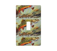Brook - Placche decorative decorative da parete, motivo pesca a mosca, per interruttore della luce a levetta singola