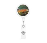 Brook - Porta badge retrattile per pesca alla trota, con clip e portachiavi, clip divertenti e carine, resistente, porta badge per ufficio, dottore, infermiere