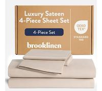 Brooklinen Lussuoso set di biancheria da letto in raso, 100% cotone, king size, 1 lenzuolo con angoli, 1 lenzuolo, 2 federe