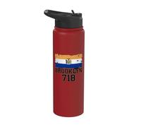 Brooklyn 718 Codice Area Bandiera NYC Borough Pride Grunge Stainless Steel Insulated Water Bottle