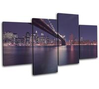 Brooklyn Bridge New York Night City MULTI TELA parete arte foto stampa