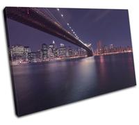Brooklyn Bridge New York Night City SINGLE TELA parete arte foto stampa