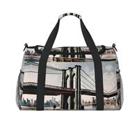 Brooklyn Bridge S - Borsa da viaggio con cerniere e maniglie, grande borsa da palestra pieghevole per vacanze in famiglia, Nero , taglia unica