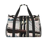 Brooklyn Bridge s Print Borsa da trasporto a mano di grande capacità per le donne pieghevole Carry On Tote per viaggi in aereo