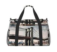 Brooklyn Bridge s stampa grande tela borsone da viaggio borse weekender per le donne borsa da notte borsa tote carry on, nero, Taglia unica