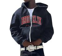 Brooklyn - Felpa con cappuccio da uomo alla moda con cerniera intera, abbigliamento con cappuccio alla moda New York Maglioni Workou Western Backwoods Comfort essenziale carino autunno vestibilità