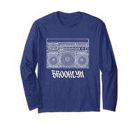 Brooklyn New York Boom Box 1980s Nostalgia Maglia a Manica