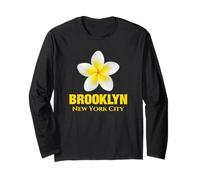 Brooklyn New York City Tropical Yellow Frangipani Flower Maglia a Manica