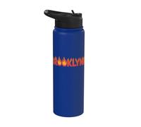 Brooklyn On Fire - Parola artistica con nome e fiamma, personalizzabile Stainless Steel Insulated Water Bottle
