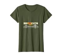 Brooklyn Pride: iconico Skyline del Ponte per Gli Amanti della Città Maglietta, Donna, Oliva, L