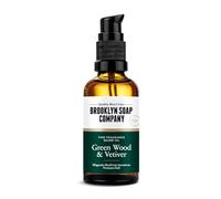 Brooklyn Soap Company, Olio per barba da 50 ml Green Wood & Vetiver - Olio nutriente per barba da uomo - per la cura quotidiana della barba - Beard Oil da viaggio ideale come regalo per uomini