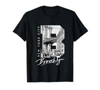 Brooklyn Street Inside Bold Letter B Vintage New York Travel Maglietta