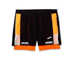 BROOKS 211517080 Run Visible 5" 2in1 Short 2.0 Pantaloncini Uomo Black/Ecru/Fluoro Flash Taglia 30