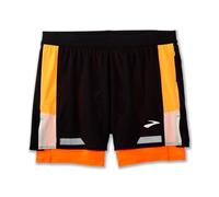 BROOKS 211517080 Run Visible 5" 2in1 Short 2.0 Pantaloncini Uomo Black/Ecru/Fluoro Flash Taglia 35