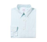 Brooks Brothers - Camicia Regular Fit a Righe in Popeline con Bottoni - - Shirts - Uomo - Blu - L