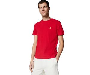Brooks Brothers T-Shirt da Uomo a Maniche Corte in Cotone, Girocollo, con Logo, Rosso, L