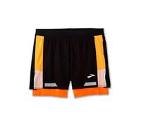 BROOKS 211517080 Run Visible 5" 2in1 Short 2.0 Pantaloncini Uomo Black/Ecru/Fluoro Flash Taglia 35