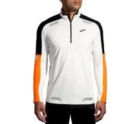 BROOKS Run Visible 1/2 Zip 2.0 - Uomo - Bianco / Arancione / Nero - Taglia S- modello 2024