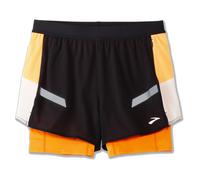 BROOKS 221687080 Run Visible 4" 2in1 Short 2.0 Pantaloncini Donna Black/Ecru/Fluoro Flash Taglia 30