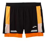 BROOKS Run Visible 5" 2in1 Short 2.0 - Uomo - Nero / Arancione - Taglia S- modello 2025