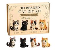 brooksnaji 3D Cat Beading Kit - Cute DIY Animal Craft Set for Beginners | Beaded Cat Making Kit, Handmade Animal Craft | Creative Desk Ornament for Bookshelf Office Home Art Class Party Favor