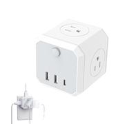 brooksnaji Adattatore da parete per presa e presa di corrente a 3 pin con porte di ricarica USB, adattatore per presa multipla portatile, prolunga per presa di uscita