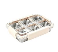 brooksnaji Divided Serving Tray - 6 Compartment Stainless Steel Container | Snack Organizer Tray, Leakproof Food Container | Portable Covered Serving Board for Brunch Lunch Dinner Housewarming