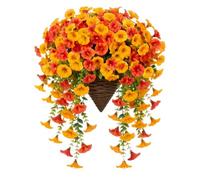 brooksnaji Faux Fall Flowers - Silk Autumn Floral Hangable Arrangement