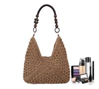 brooksnaji Straw Beach Tote, Handwoven Boho Summer Shoulder Bag