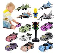 brooksnaji Tirare indietro l'auto per i più piccoli, premere e andare Giocattoli per auto,Inertia Automobile Metal Press Pull Back Truck | Veicolo a attrito versatile li gioca per