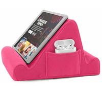 Brookstone, Supporto da scrivania in memory foam per tablet, può contenere telefoni, iPad, lettori e-book, 2 angoli di visione, 2 tasche laterali per accessori, cuscino porta libri, perfetto per casa,
