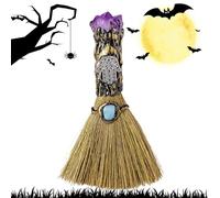 Broom Crystal Natural - Stregone scopa con naturale | Stick di scopa reiki fatta a mano arredamento cerimoniale per decorazioni per la parete della casa meditazione 'altare spiritu