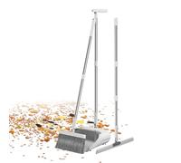 Broom Dustpan Set - Foldable Upright Combo For Kitchen Living Room Bedroom | Bumper & Wiper Option Lightweight 705-735g Easy Storage Standing Cleaning Tool For Hardwood Tile Carpet